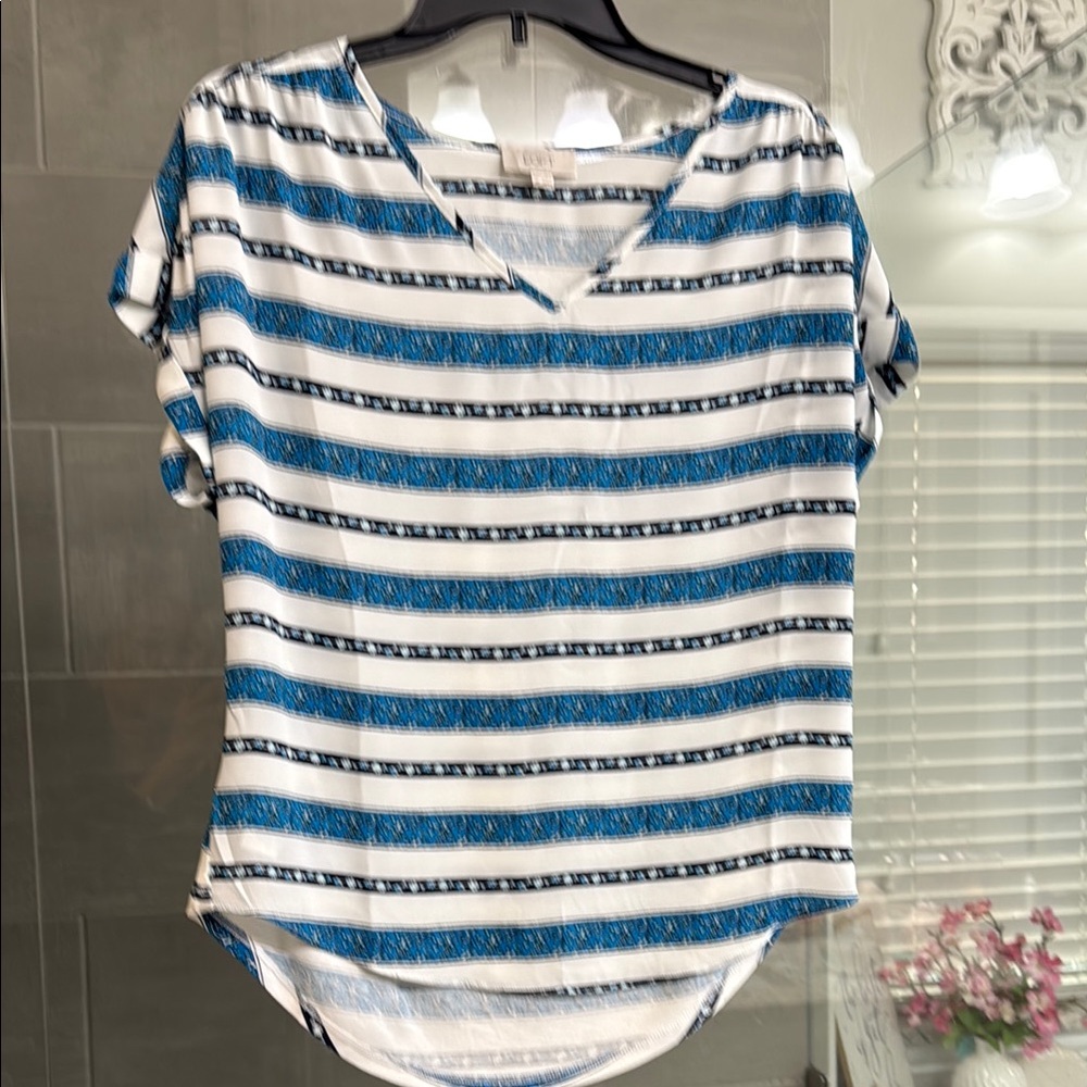 Striped Blue and White Women's Top